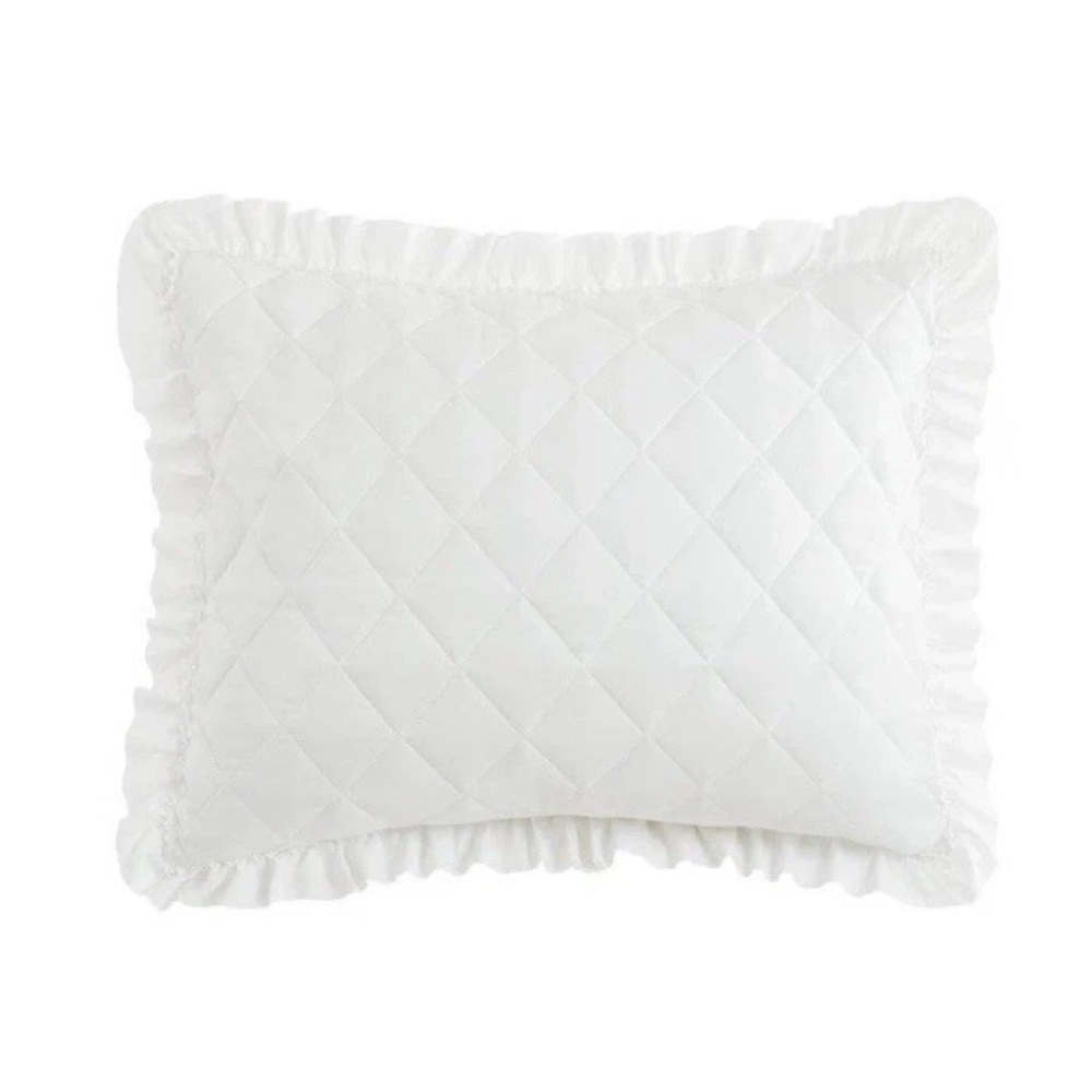 Armoire Collection White Coquette Ruffle Quilted Standard Sham 20 x 26 NWT